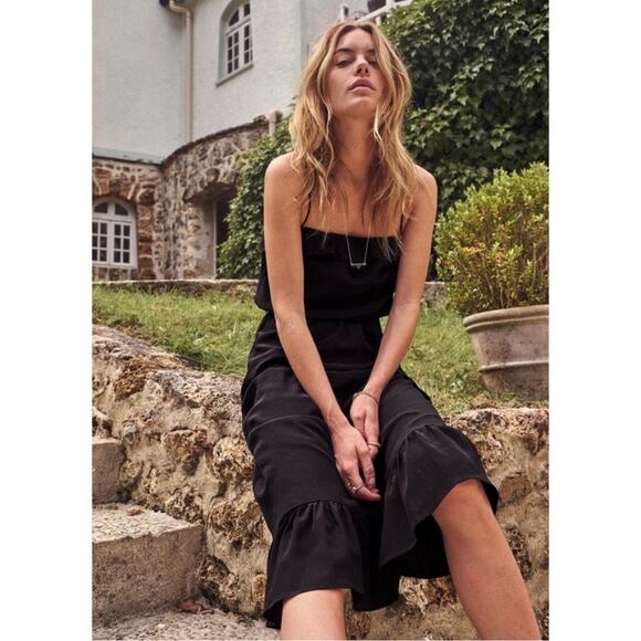 Sezane Cassandra Silk Dress in Black Size 34 - Picture 1 of 8